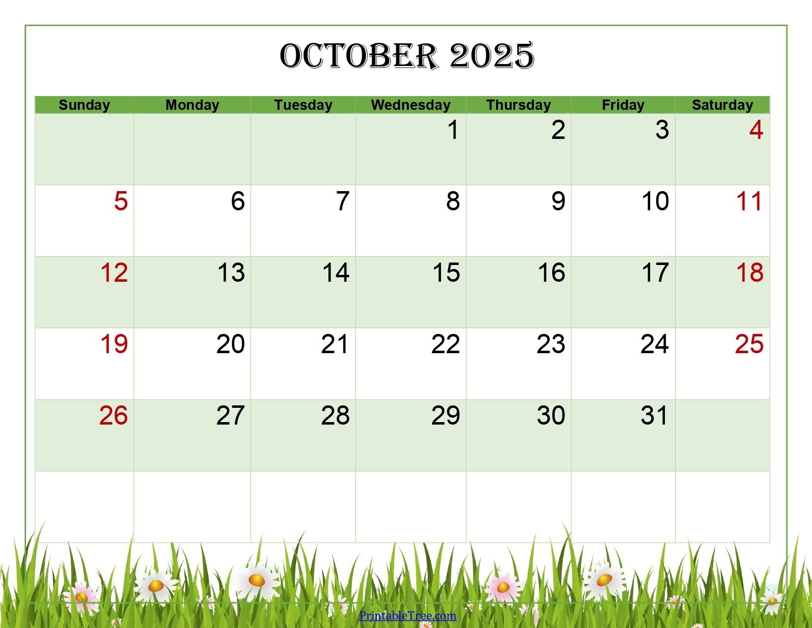 October 2025 Calendar Printable PDF Template With Holidays October 2025 Calendar Printable PDF Template With Holidays
