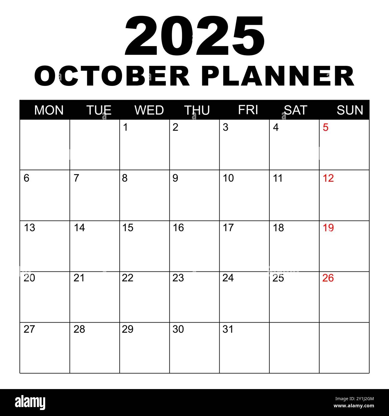 2025 Blank Calendar Month For October Printable