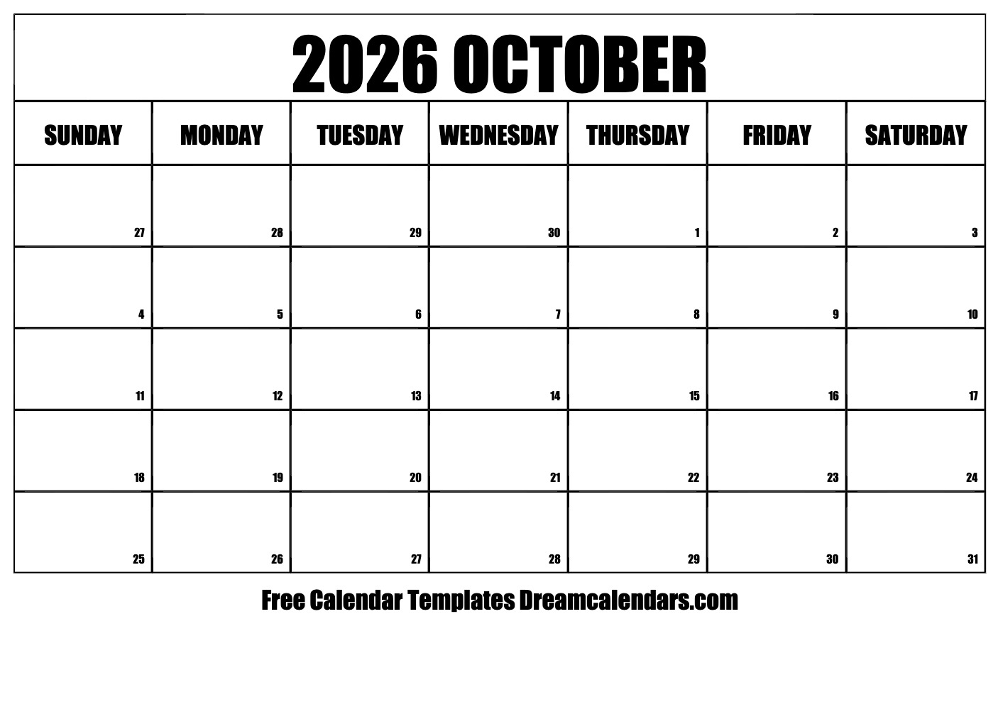 Free Printable 2026 Monthly Calendar With Holidays