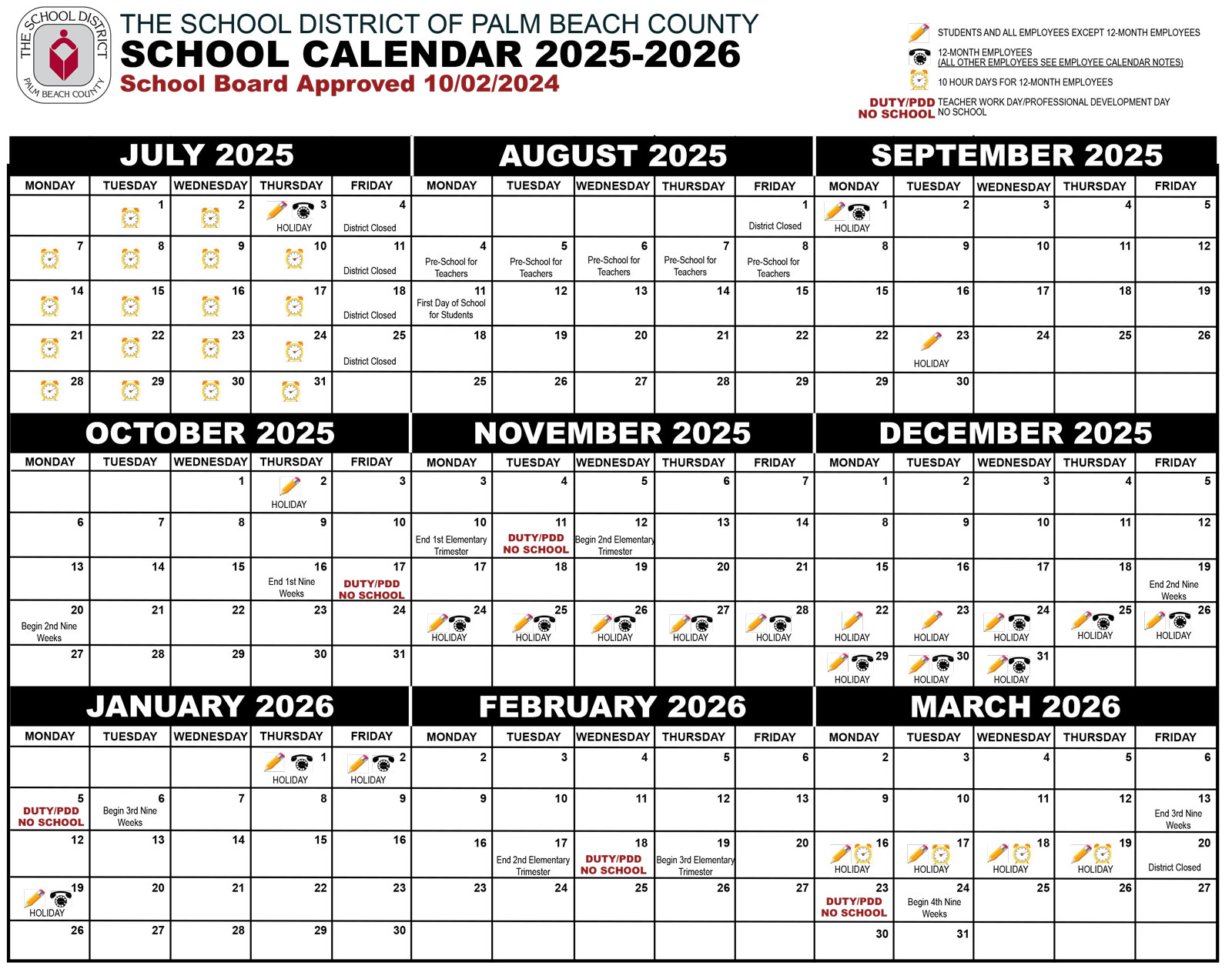Free Printable Academic Calendar 2025-26