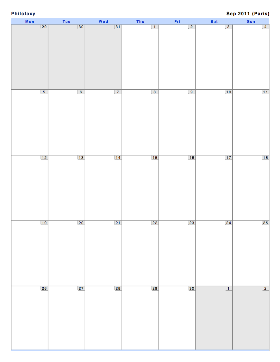 Philofaxy Monthly View Calendars
