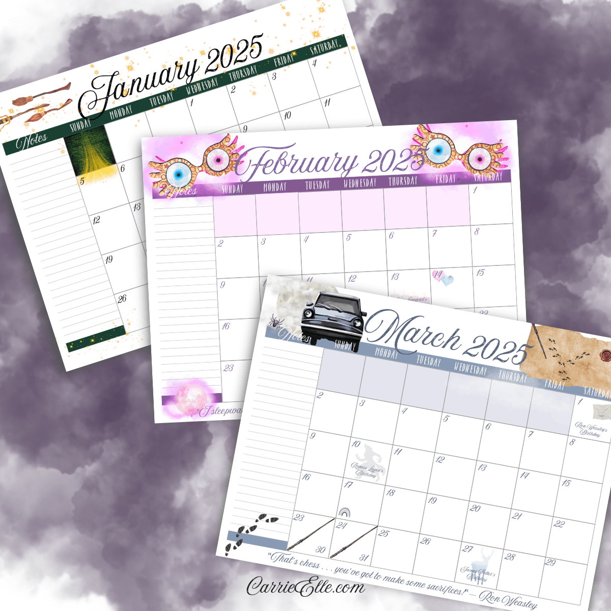 plan like a wizard 2025 printable harry potter inspired calendar download carrie elle