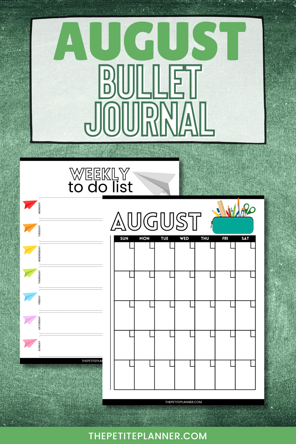 Printable August Bullet Journal Calendar Habit Tracker More 