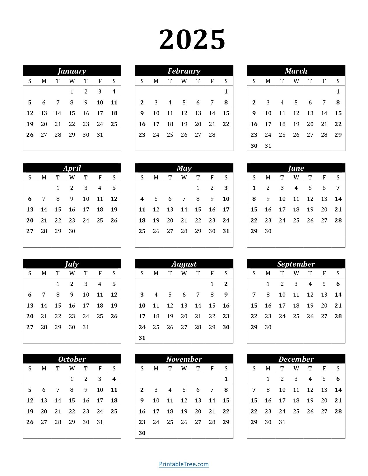 2025 Printable Calendar Colring Pages