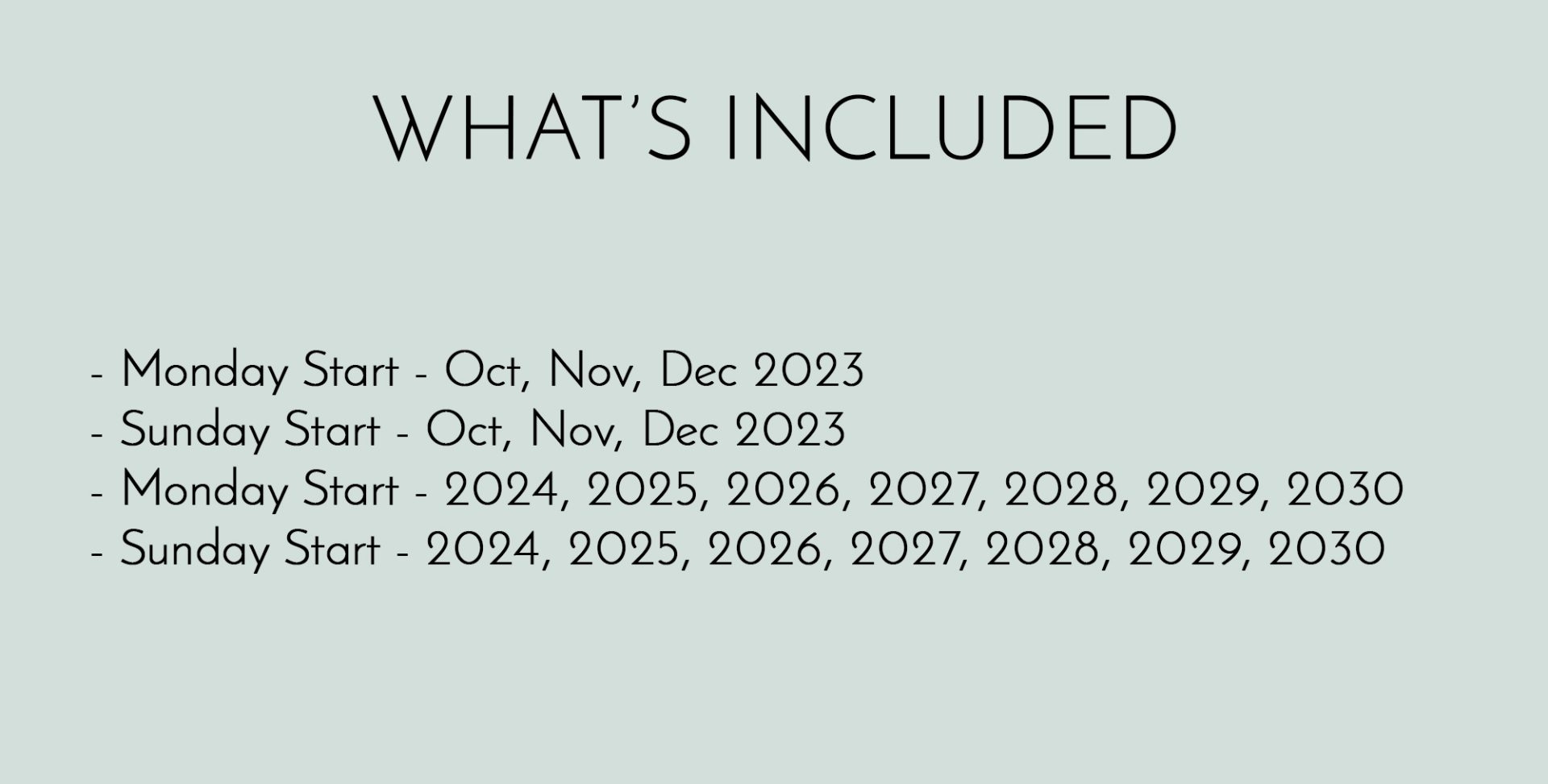 Printable Calendar Set 2023 2030 Printable Planners