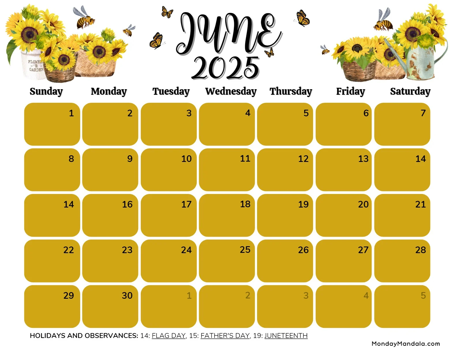 2025 Monthly Printable Calendar Pinterst