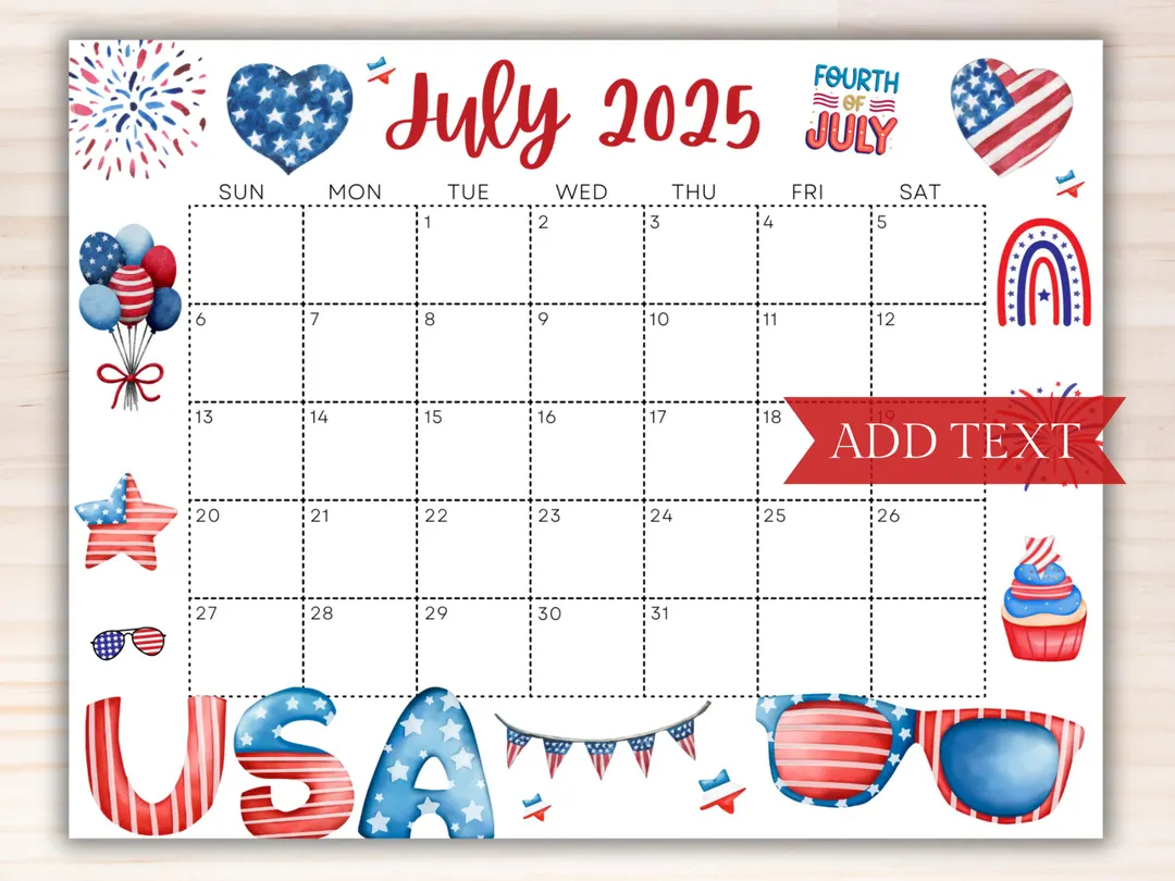 Calendar July 2025 Printable Free