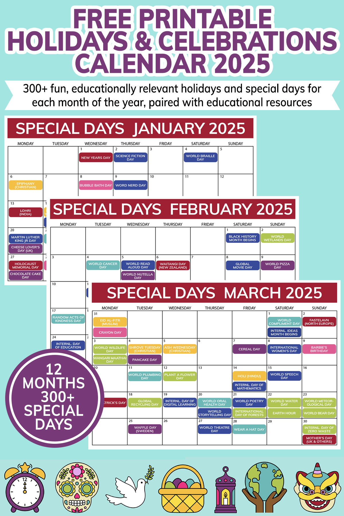 2025 Printable Calendar With Holidays Printable Free Pdf