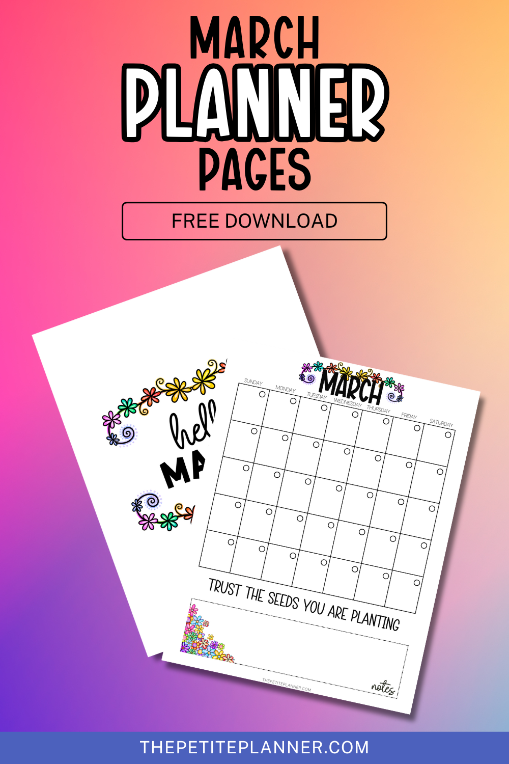 Printable Monthly Calendar Pages