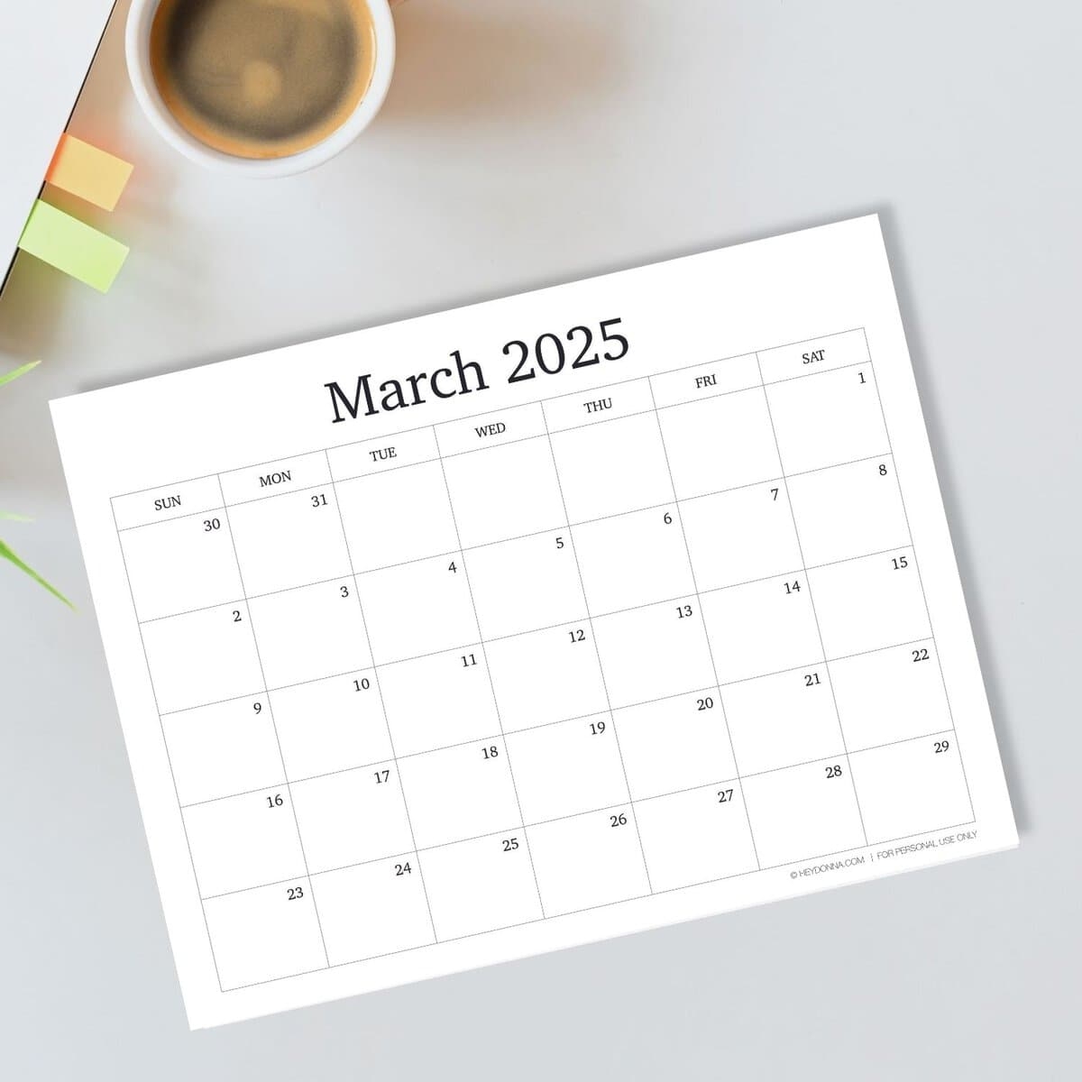 March Month Calendar Printable