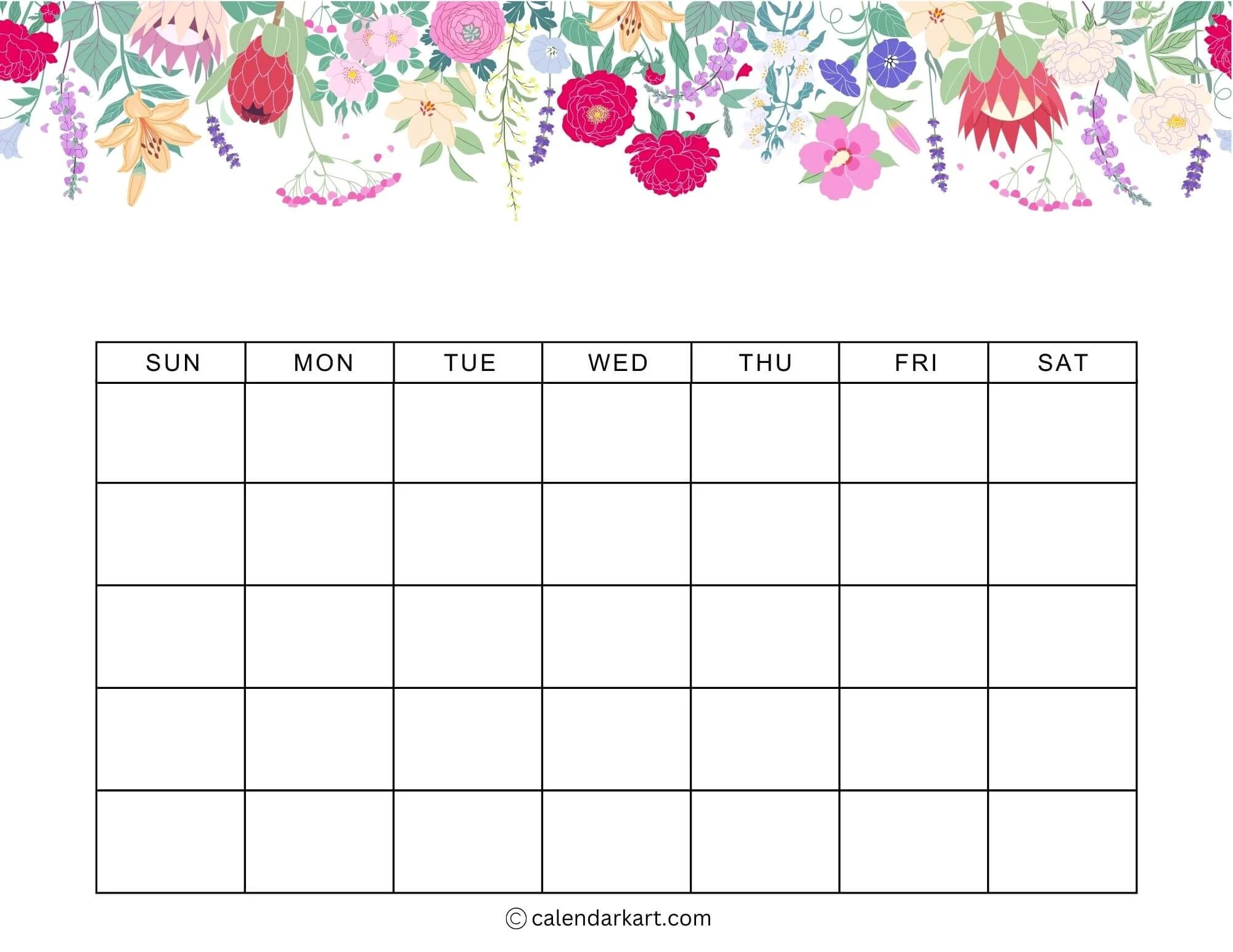 Free Blank Printable Calendar Template