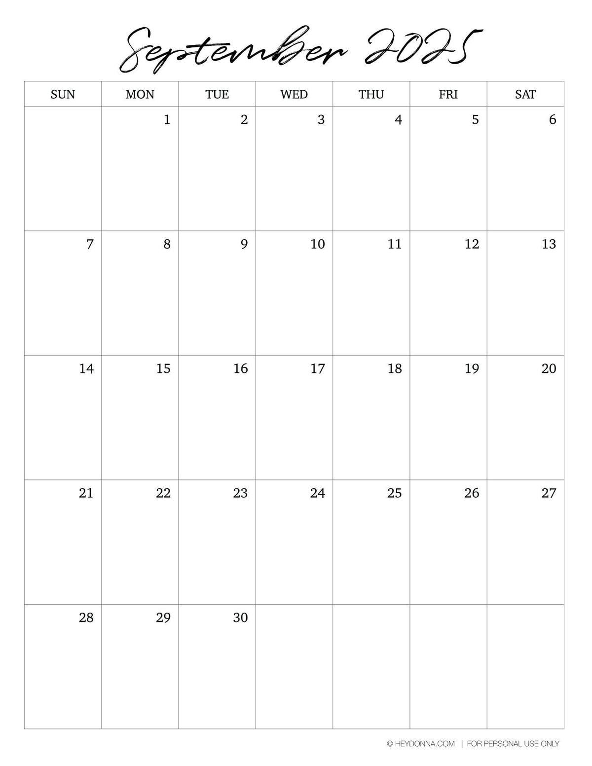 Printable September 2025 Monthly Calendar Hey Donna Printable September 2025 Monthly Calendar Hey Donna