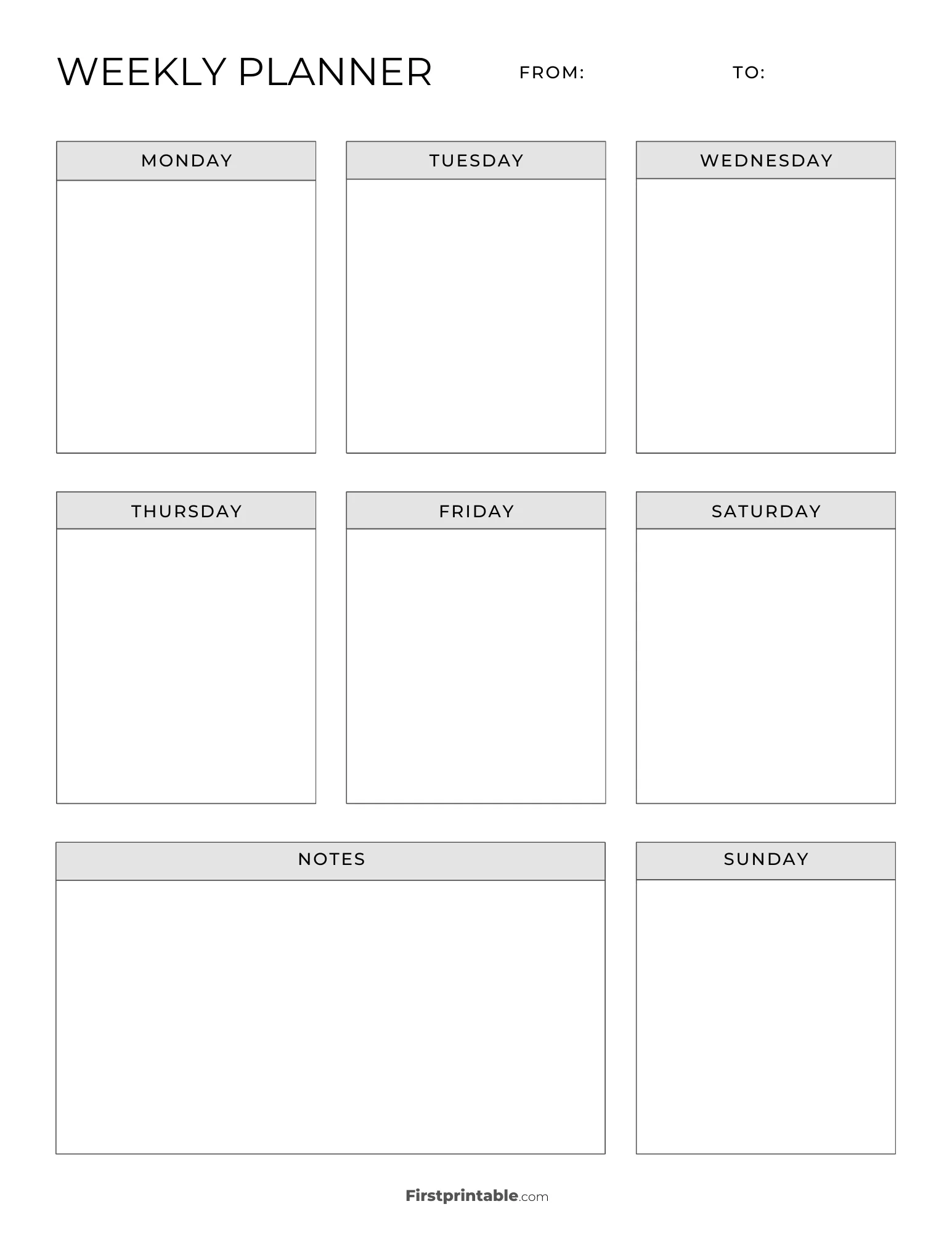 Printable Weekly Calendar Planner Free Templates
