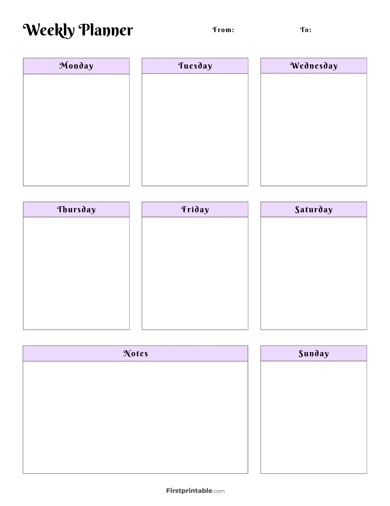 printable weekly calendar planner free templates