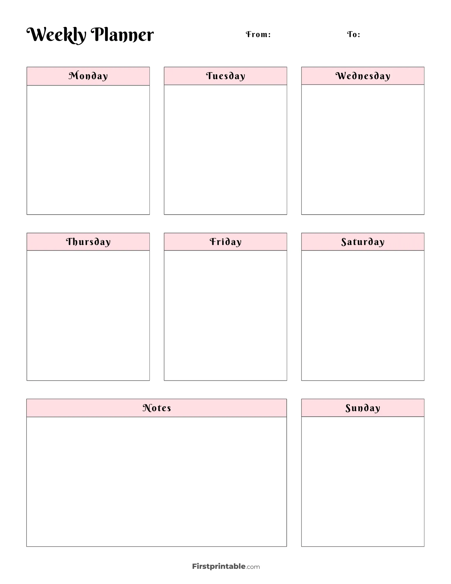 printable weekly calendar planner free templates