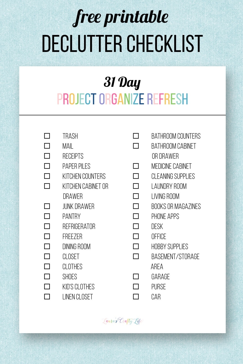 Free Printable Declutter Calendar