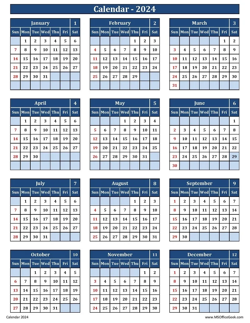 Printable Calendar Sheets