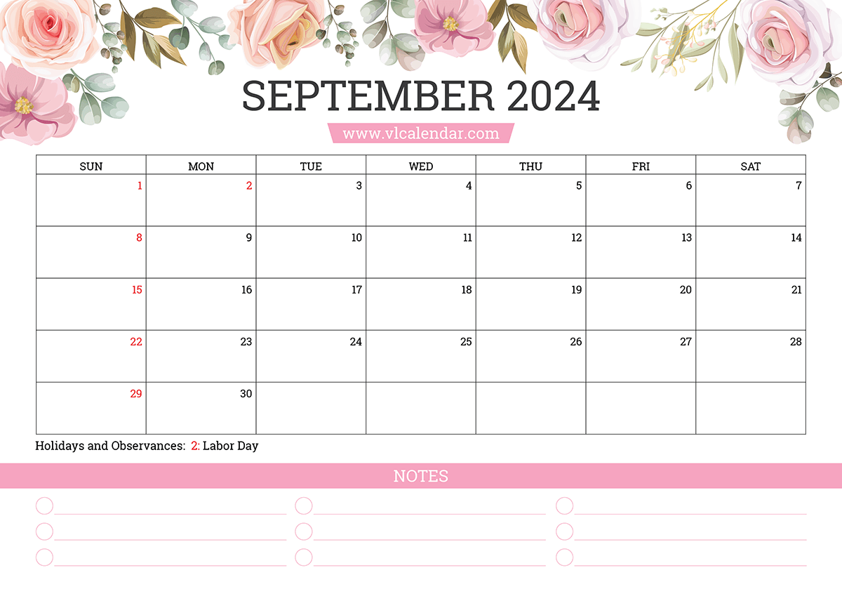 Blank September Calendar Printable