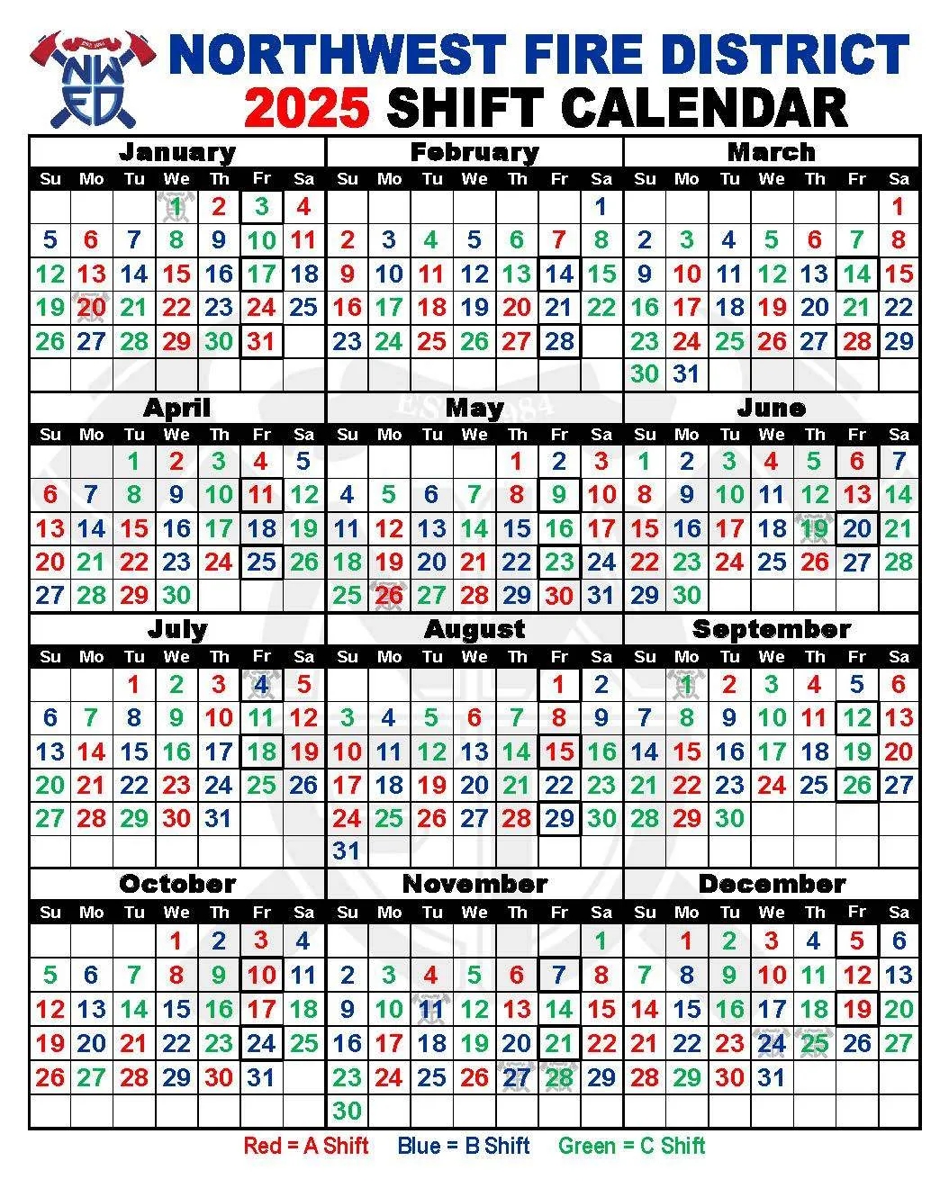 Shift Schedules Northwest Fire District