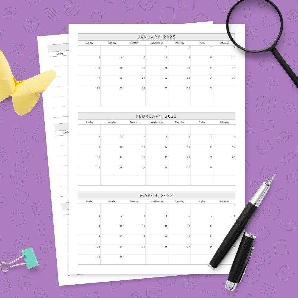 2025 Quarterly Calendar Printable Pdf