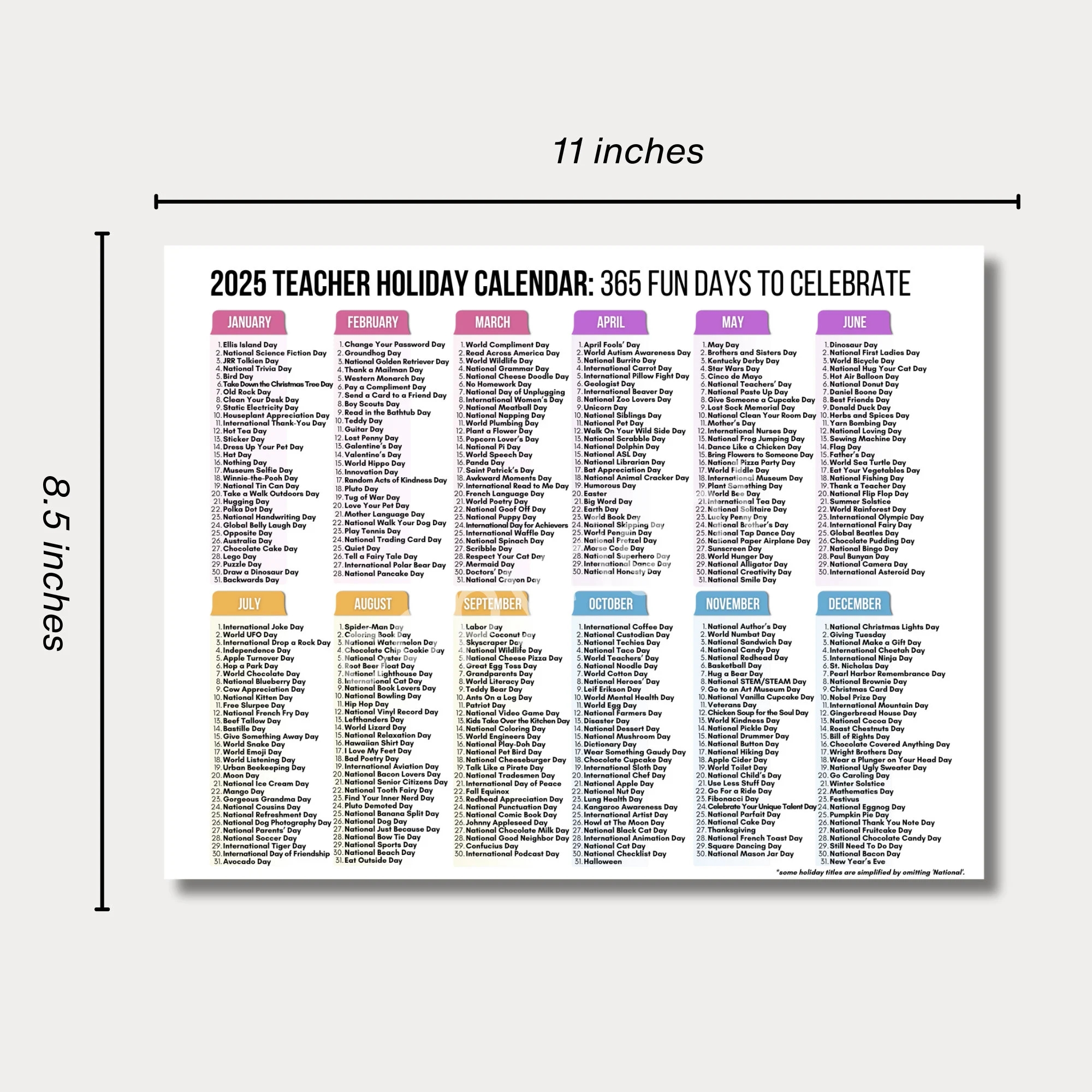 Teacher National Days Calendar Printable 2024 And 2025 National Holidays Calendar Fun Content Calendar 2024 2025 I Weird Holidays Etsy