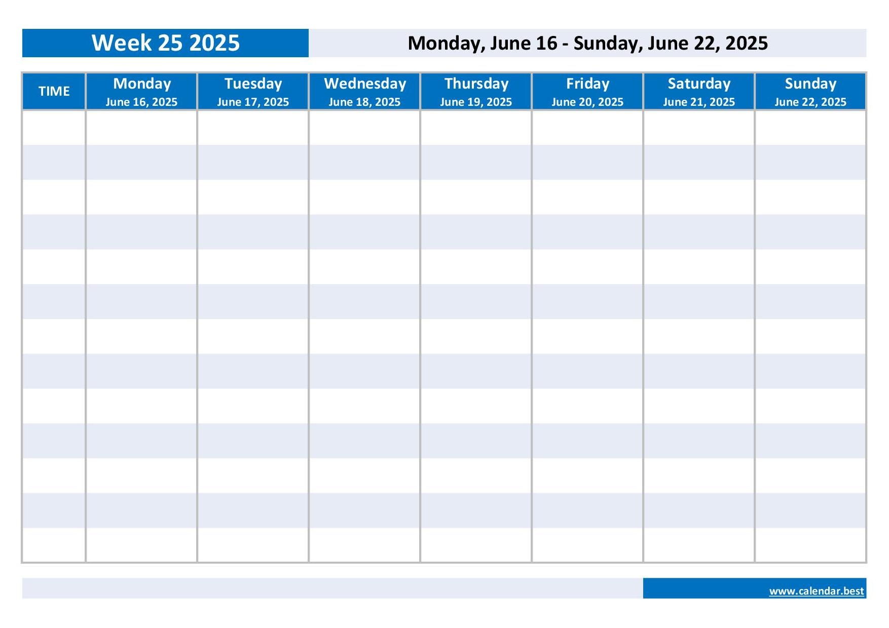 week 25 2025 dates calendar and weekly schedule to print week 25 2025 dates calendar and weekly schedule to print