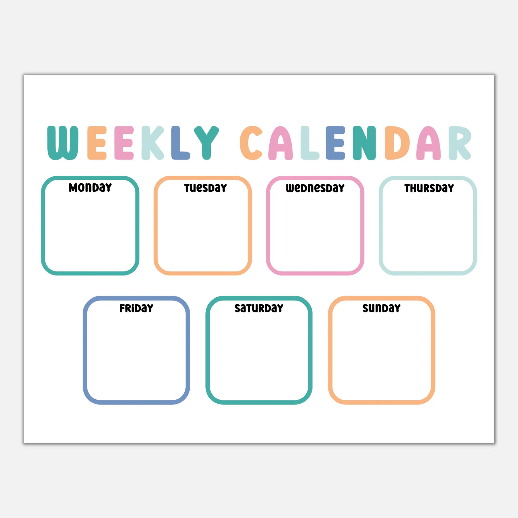 Weekly Calendar For Kids Preschool Printable Printable Planner Days Of The Week Planner Printable Calendar Montessori Printable Etsy Hong Kong