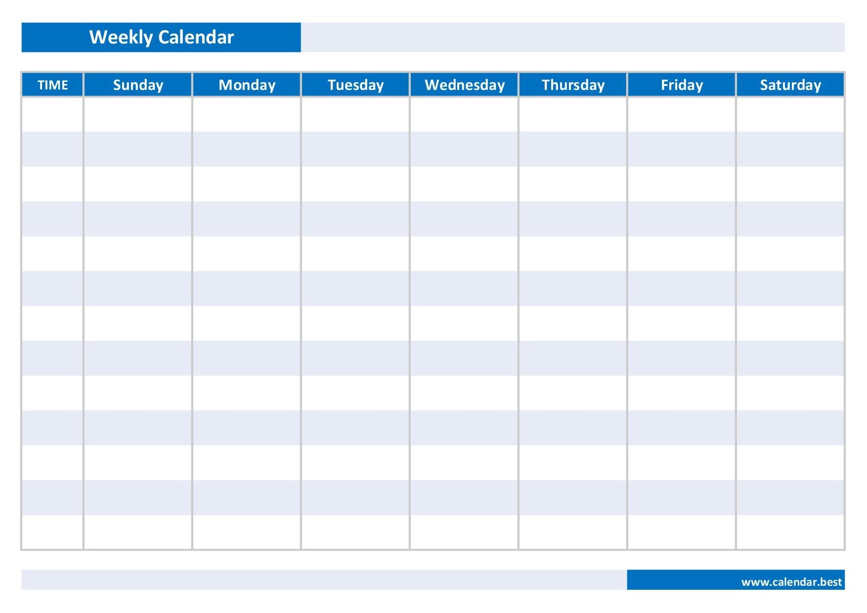 Weekly Calendar Weekly Schedule Calendar best Worksheets Library