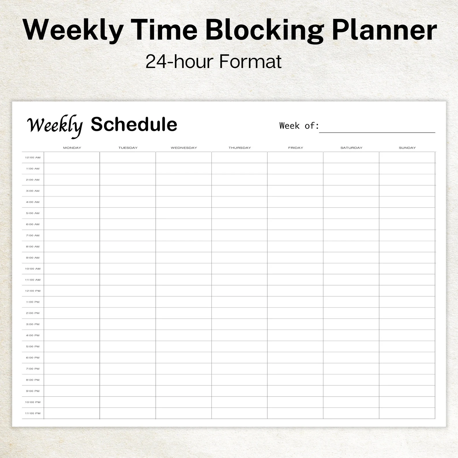 Weekly Printable Planner Daily Planner With Hourly Time block StriveZen