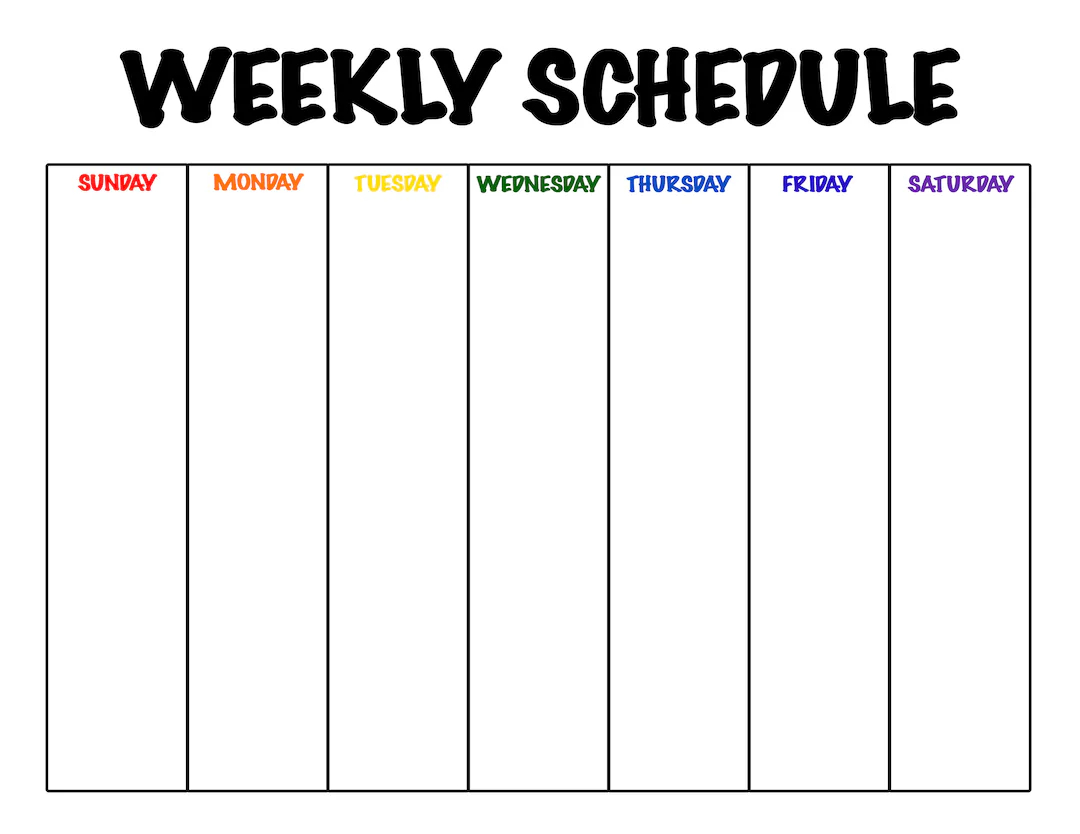 weekly schedule sunday saturday printable homeschool weekly planner weekly planner etsy