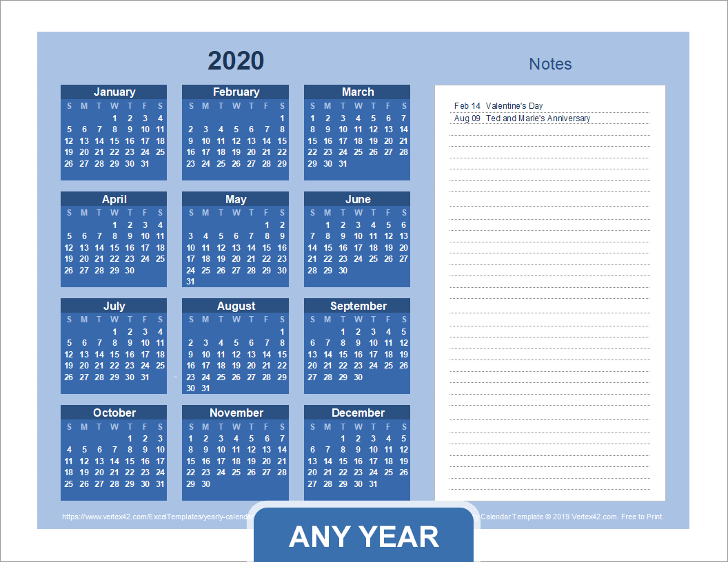 Printable Calendar With Side Notes