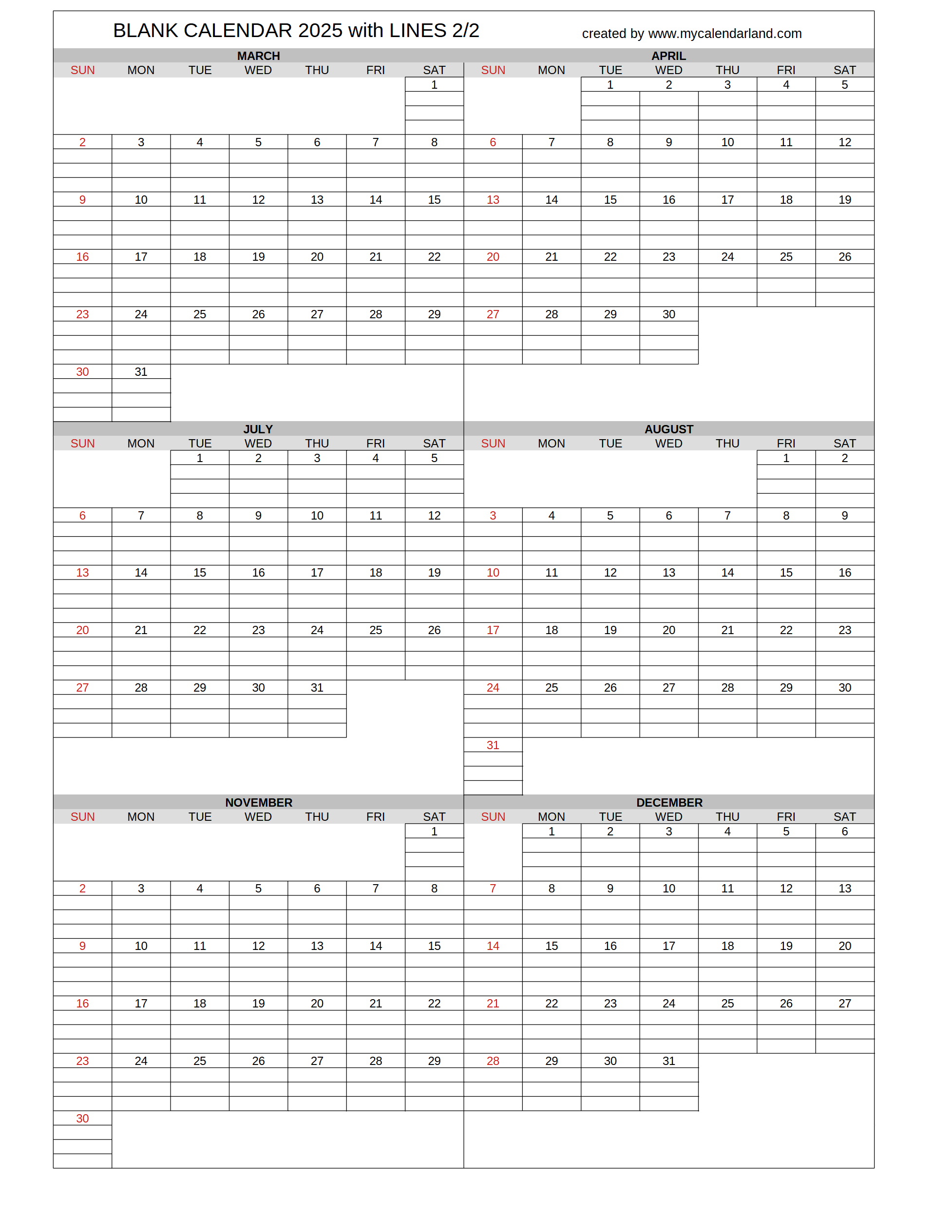 yearly printable calendars for free my calendar land